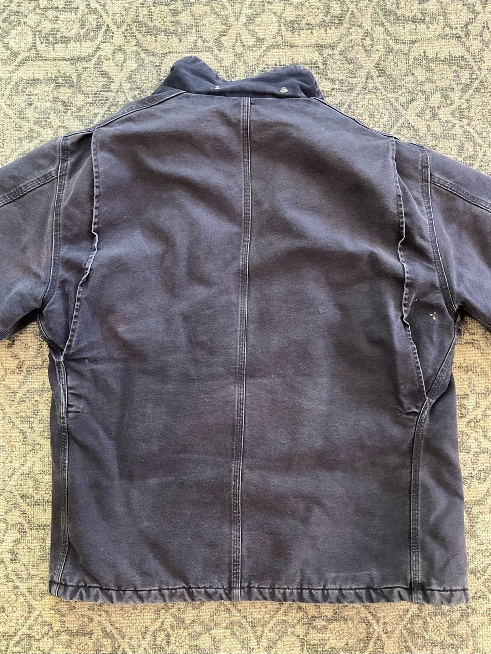 Vintage Carhartt Distressed Chore Jacket Navy Blue Mens Size L C26 MDT - Picture 6 of 16